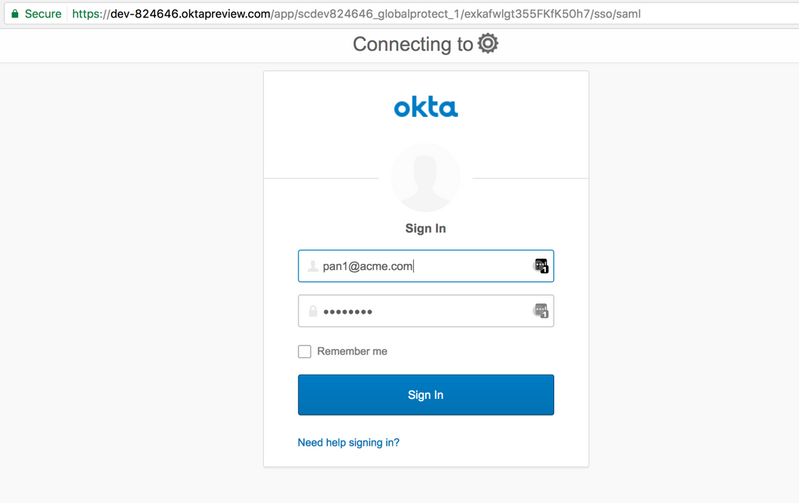 Okta Login Page