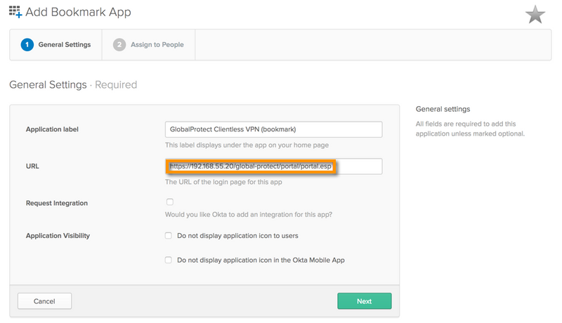 Okta Bookmark App Configuration