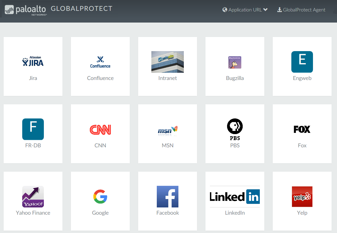 GlobalProtect Applications Page with Agent Download Option