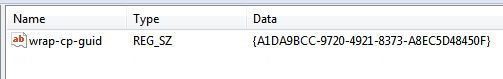 Windows Registry Editor showing wrap-cp-guid value
