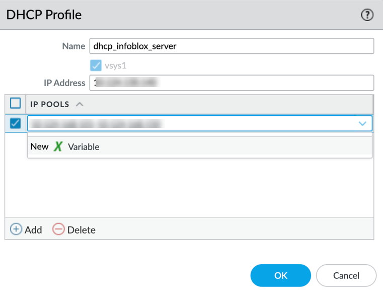 DHCP Profile IP Pool