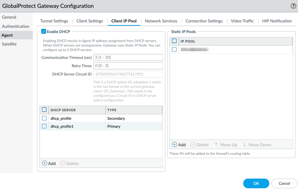 Enable DHCP on Gateway