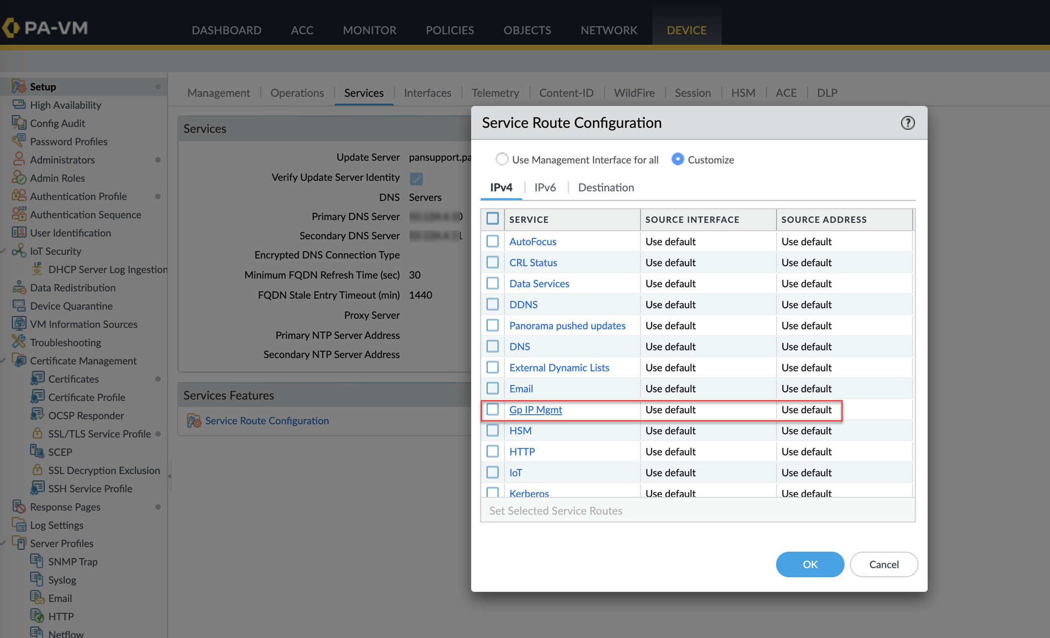 Service Route Config Link