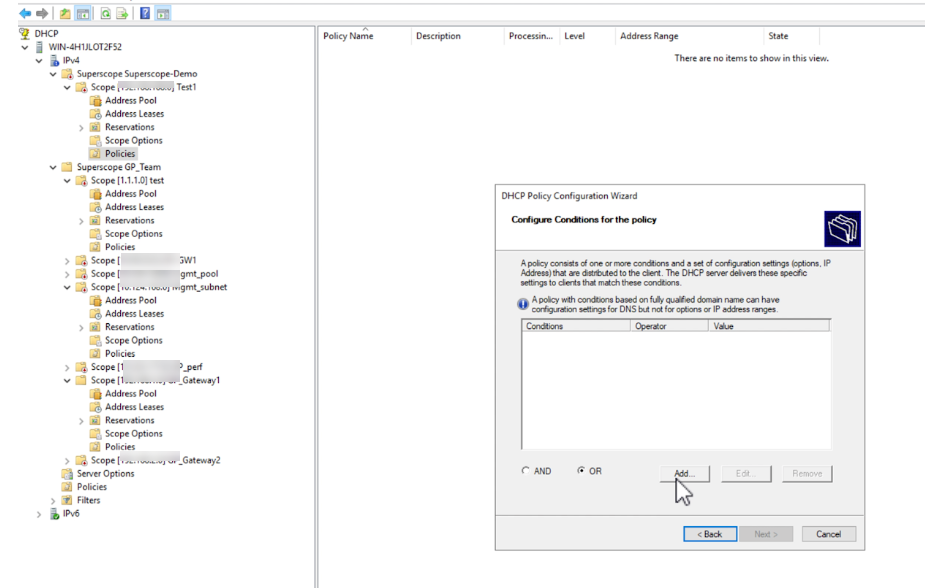 Windows Add Condition