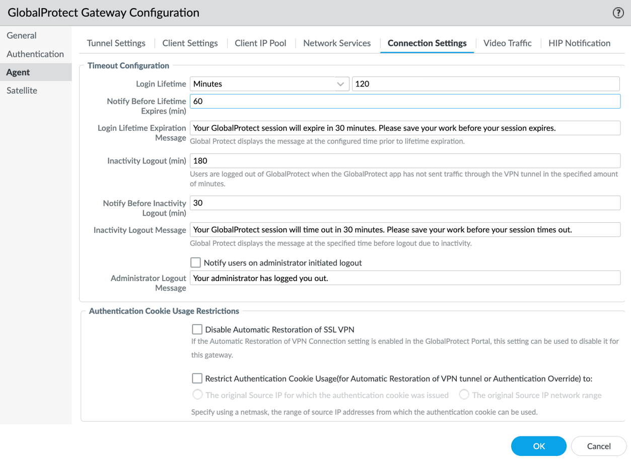 Connection Settings - Timeout Configuration