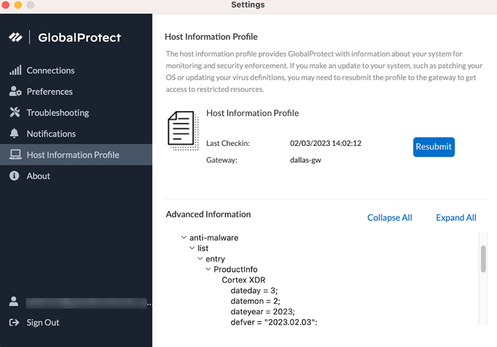 GlobalProtect App Host Information Profile