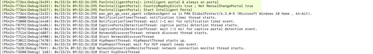 GlobalProtect Logs Screenshot
