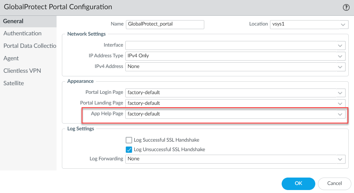 Help Page Settings