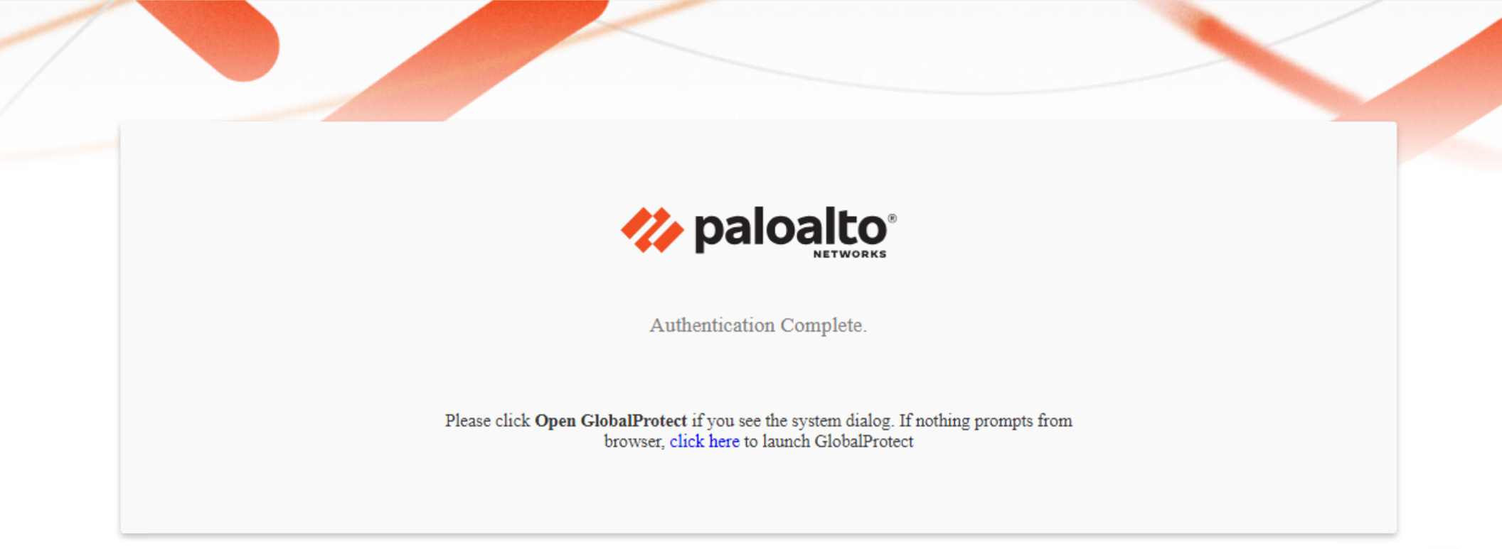 Default Authentication Complete page