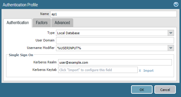 Authentication Profile Configuration