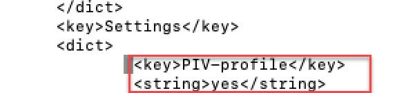 macOS Plist showing PIV-profile key