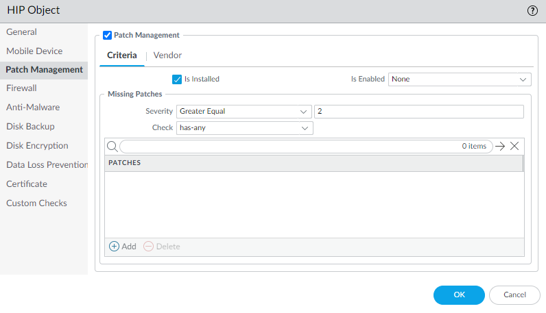 HIP Object configuration example