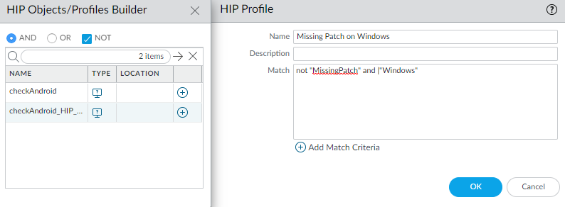 HIP Profile configuration example