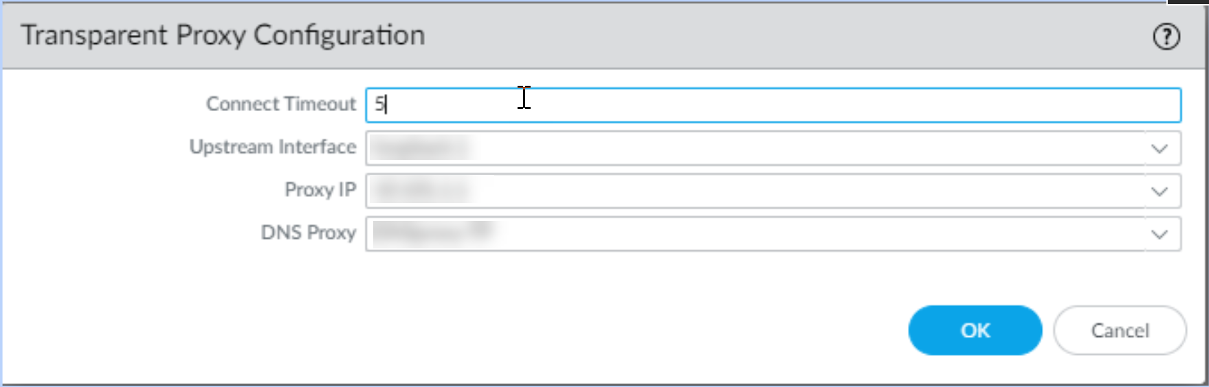 Transparent Proxy Configuration dialog box