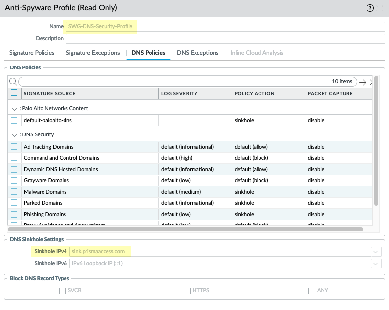 SWG-DNS-Security-Profile applied in SWG-allow-vpc-dns-rule