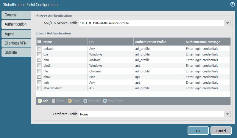Portal Client Authentication