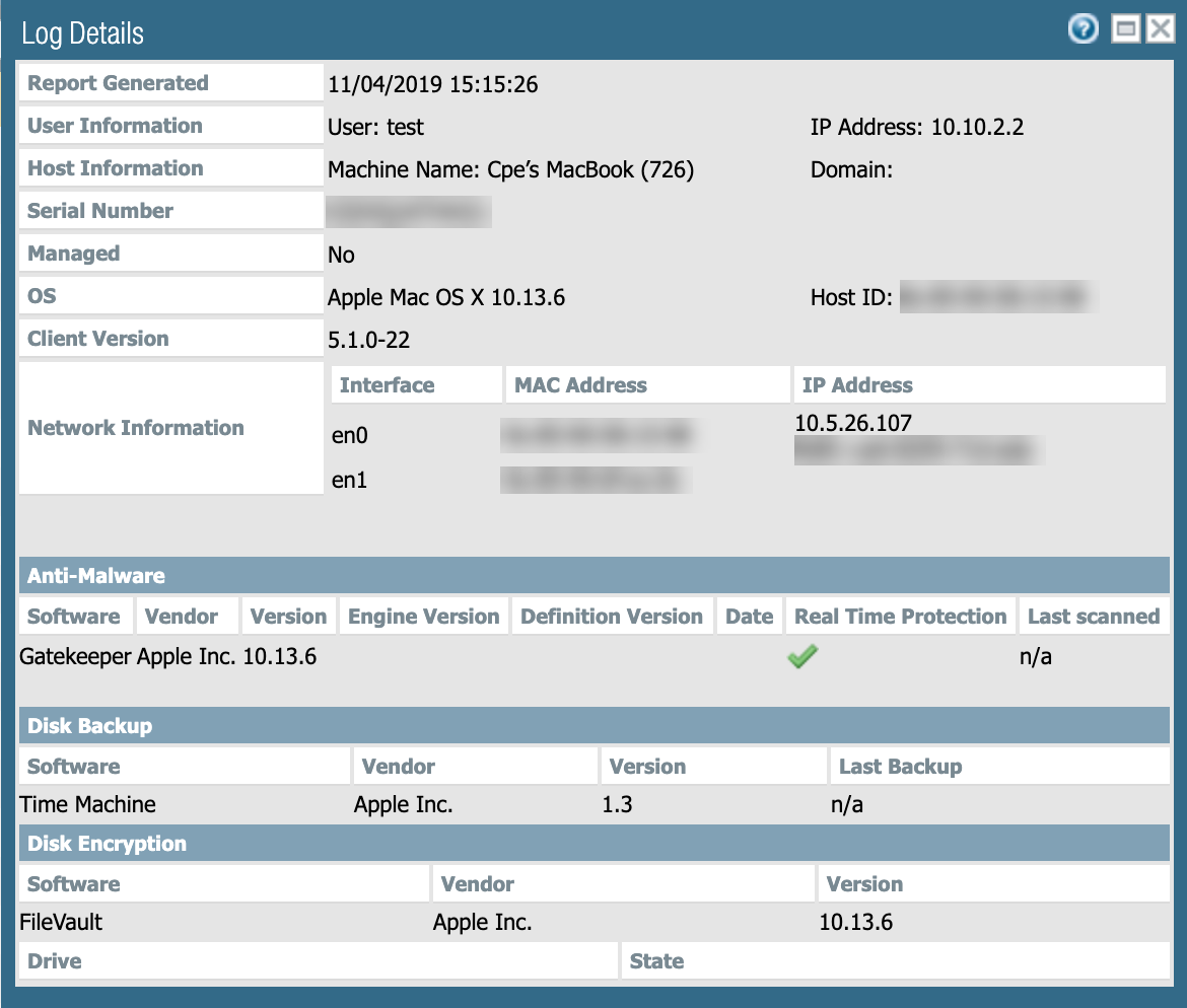 Screenshot of detailed HIP report in Panorama