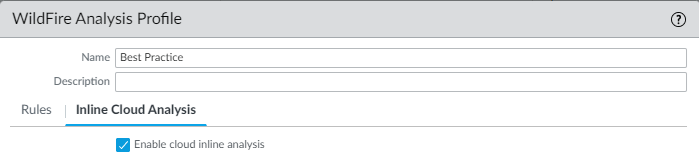 Enable cloud inline analysis checkbox