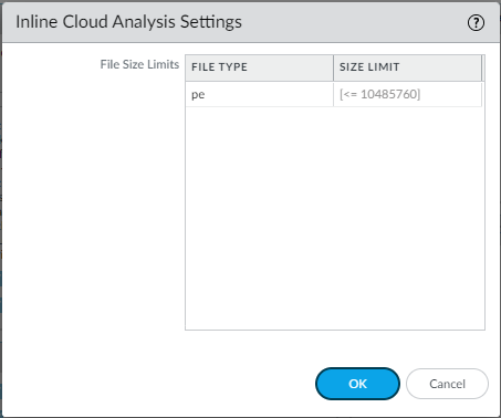 Inline Cloud Analysis Settings