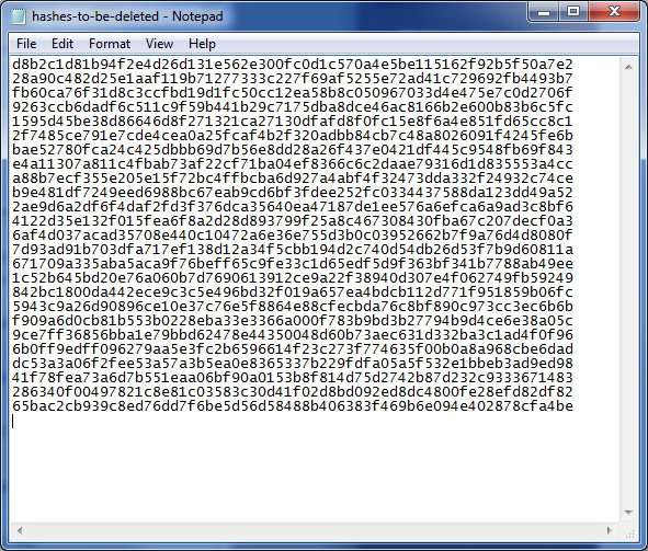 Example text file with hashes for removal