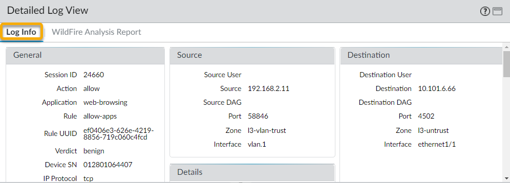 Detailed Log View