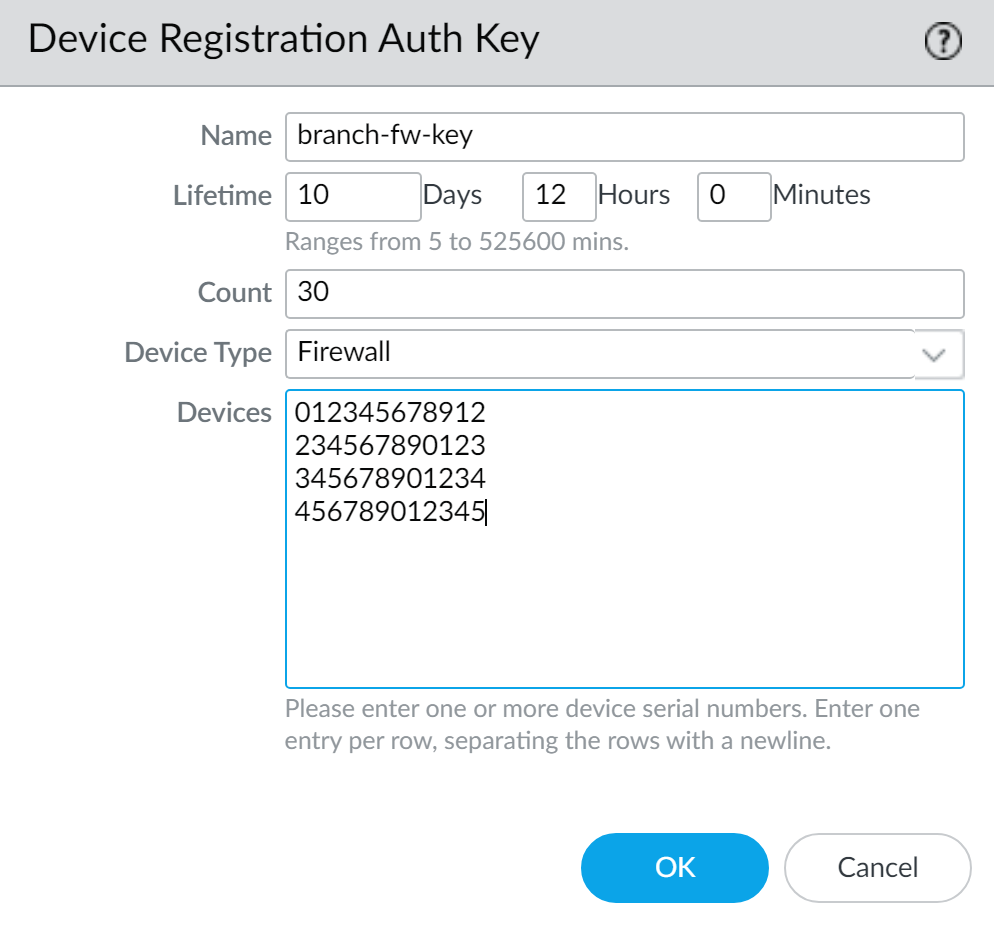 Panorama Device Registration Auth Key Configuration