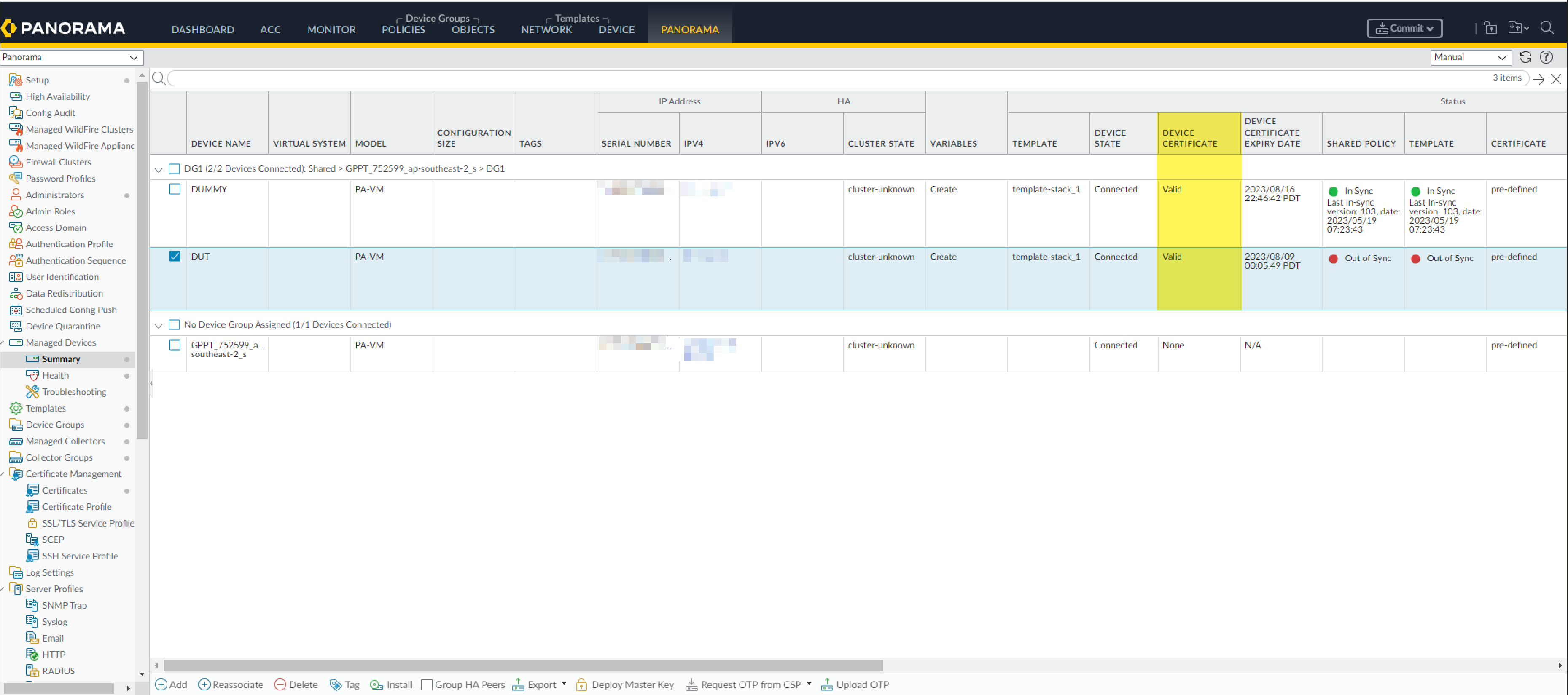 Verify Valid Device Certificate in Panorama
