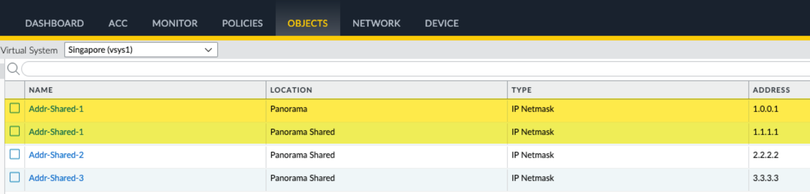 Object Precedence in Multi-VSYS Context