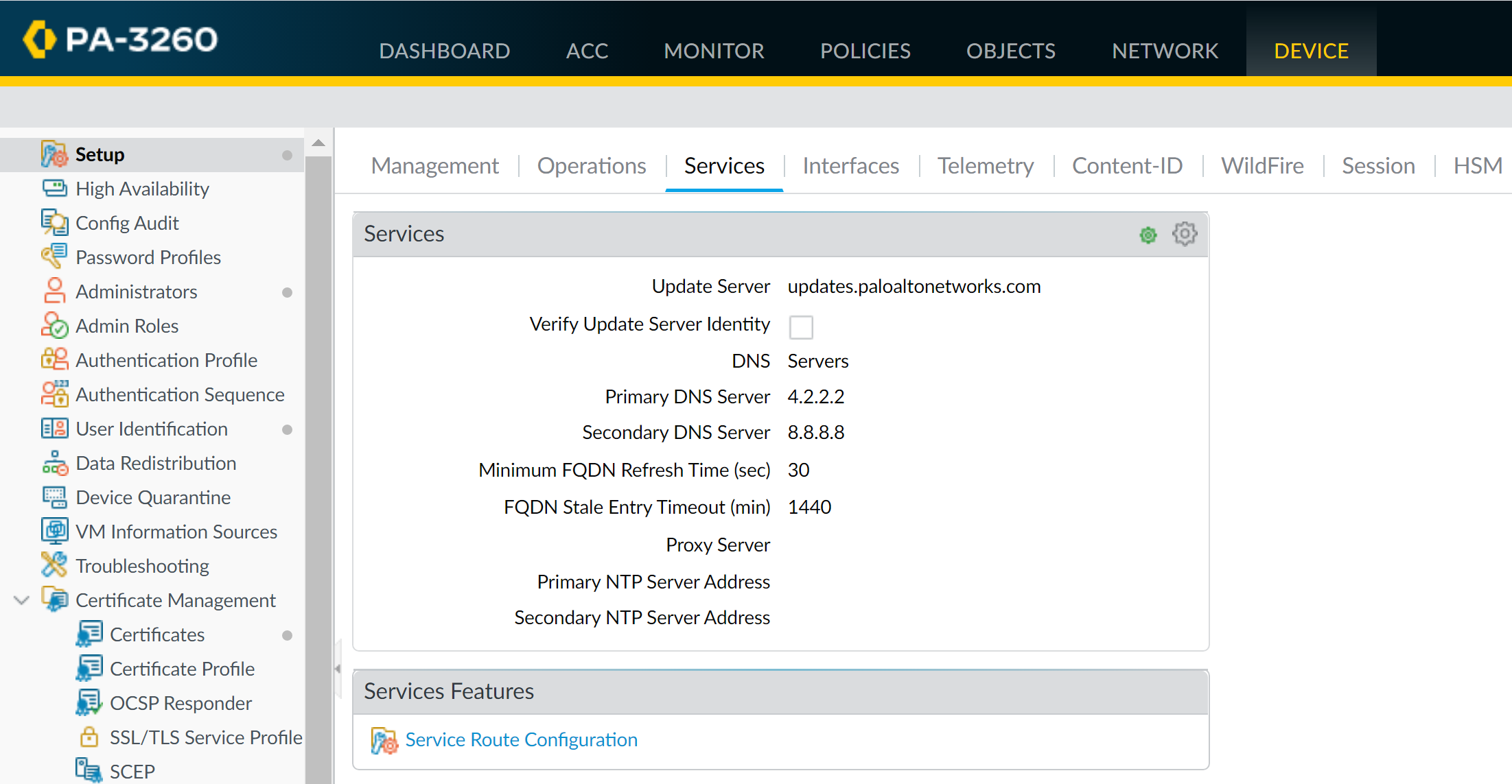 Verifying Template Setting on Firewall