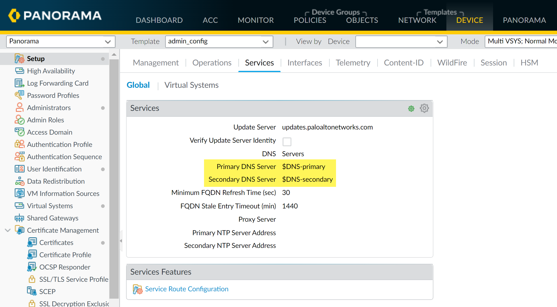 Referencing Variables in Services Configuration