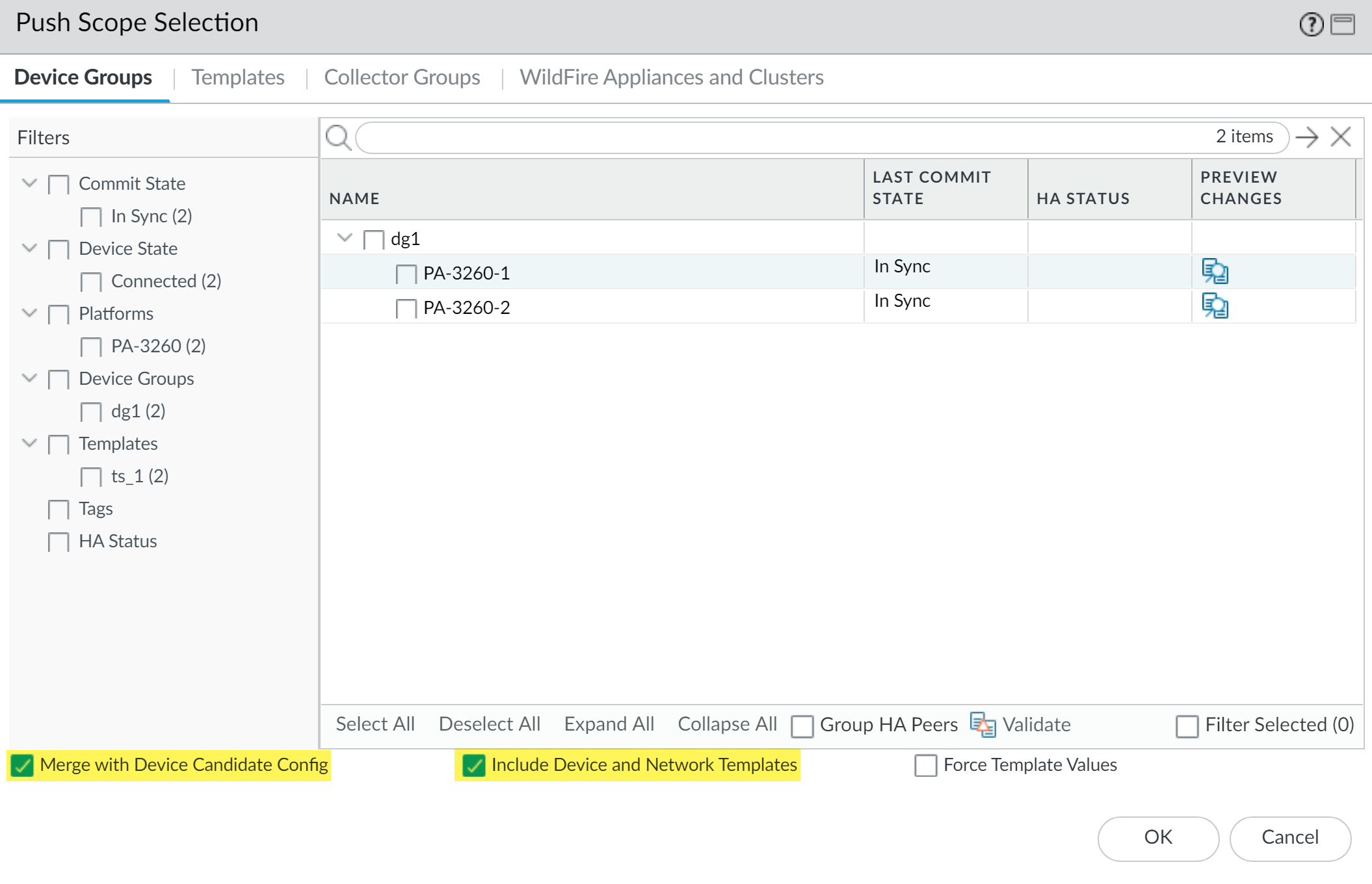 Commit and Push selections for log forwarding.
