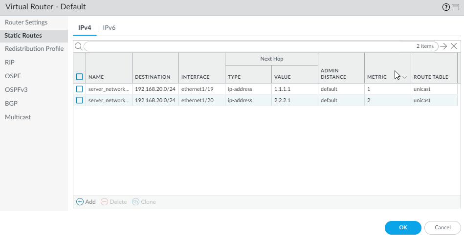 Static Route Configuration for Backup ISP