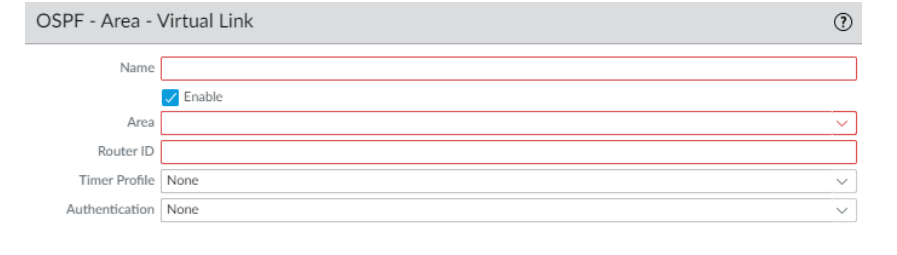 PAN-OS OSPF Virtual Link Configuration Window