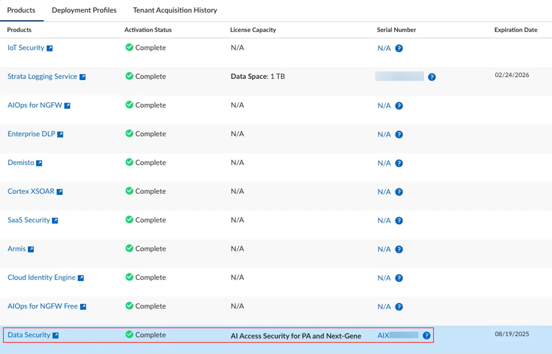 Tenant Management Activation Status Screenshot