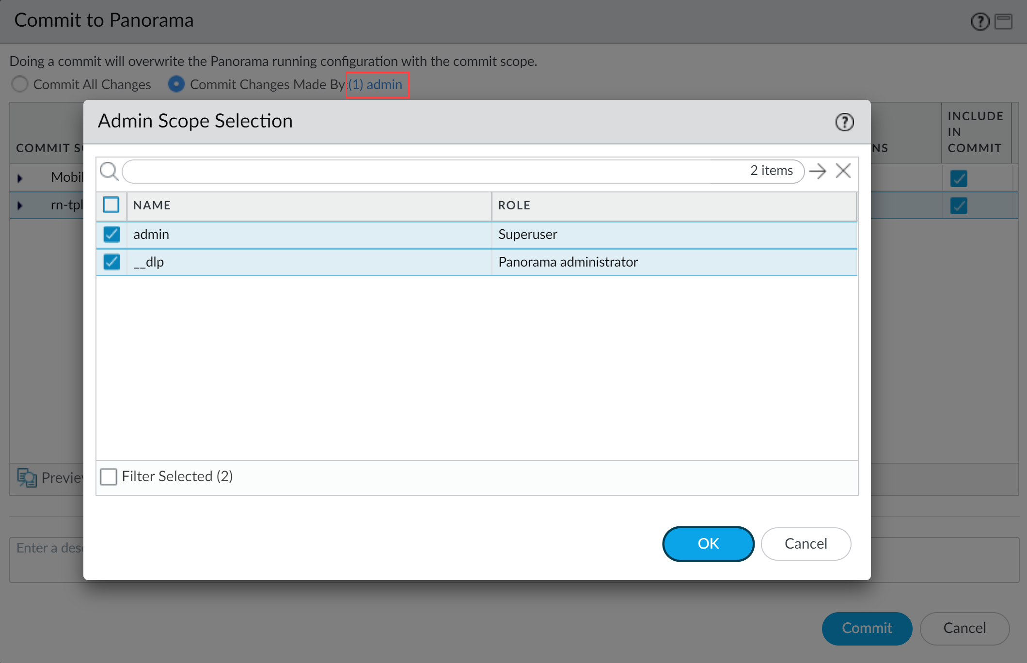 Screenshot of Commit Changes Made By (Panorama)