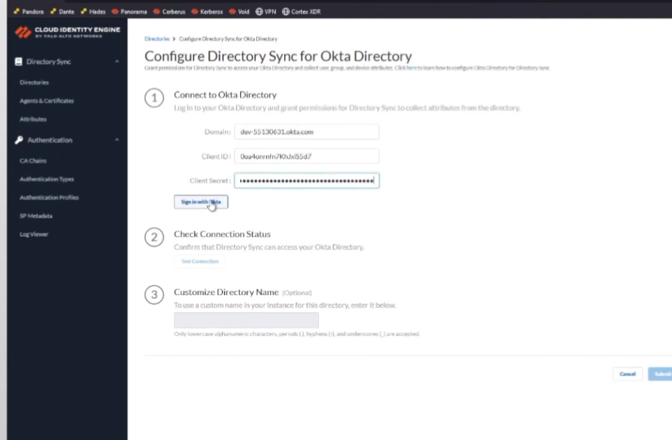 CIE Okta Setup - Selecting Auth Server and Testing