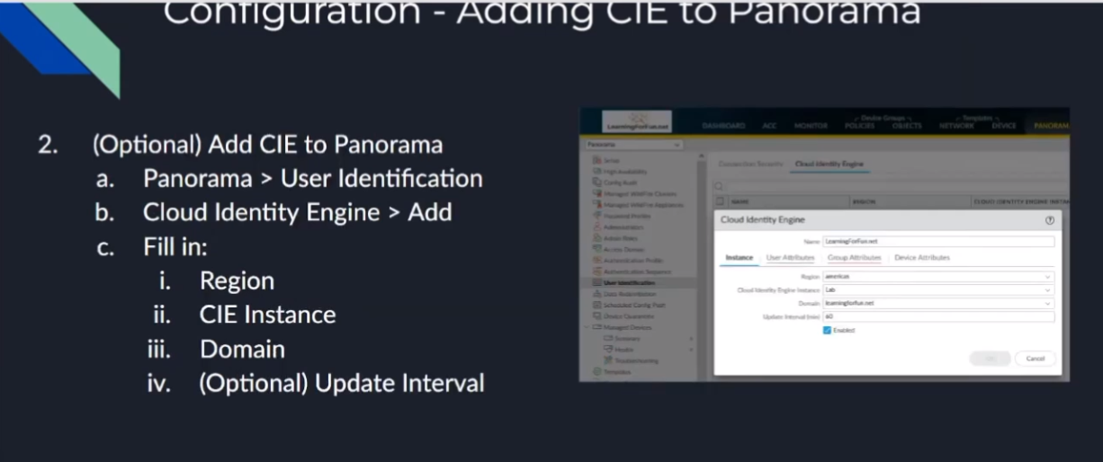 Panorama CIE Integration Setup