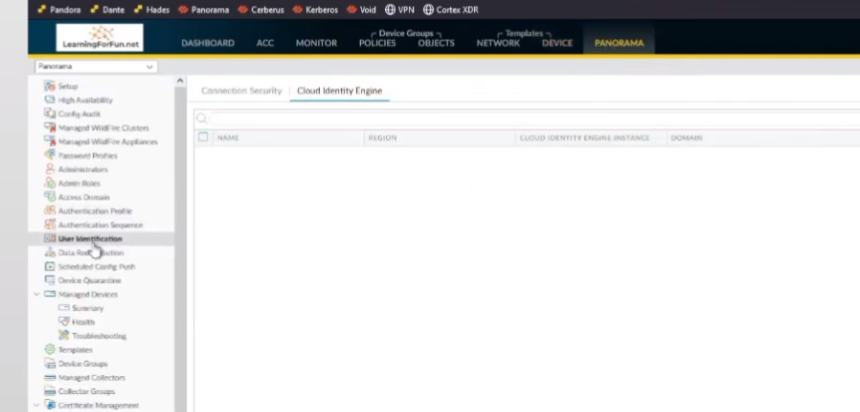Panorama - Adding CIE Instance under Panorama Tab