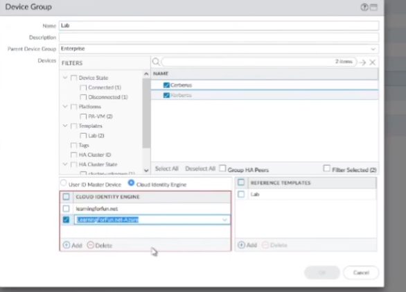 Panorama Template Stacks - Selecting CIE for User-ID