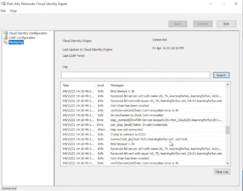 CIE Agent Log Output