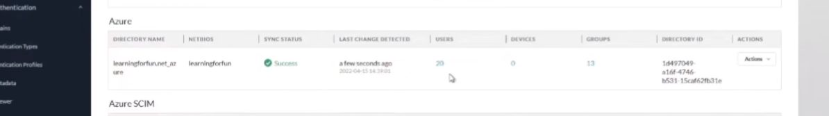 Azure AD Sync Successful