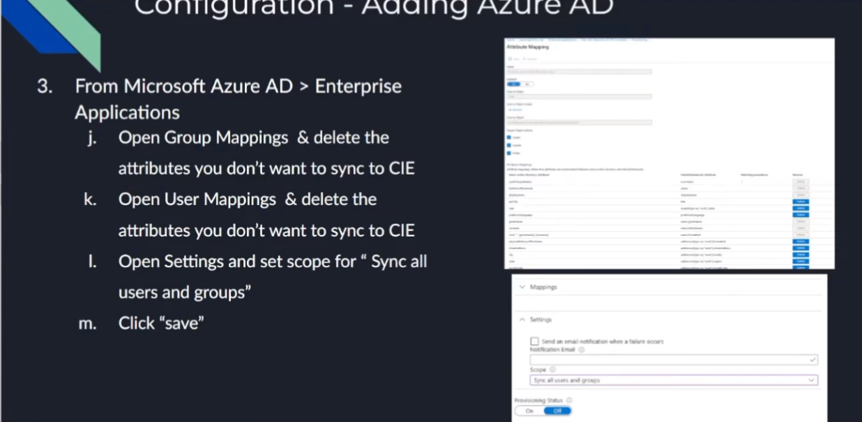 Azure SCIM Setup Steps Overview 4 - Provisioning Configuration