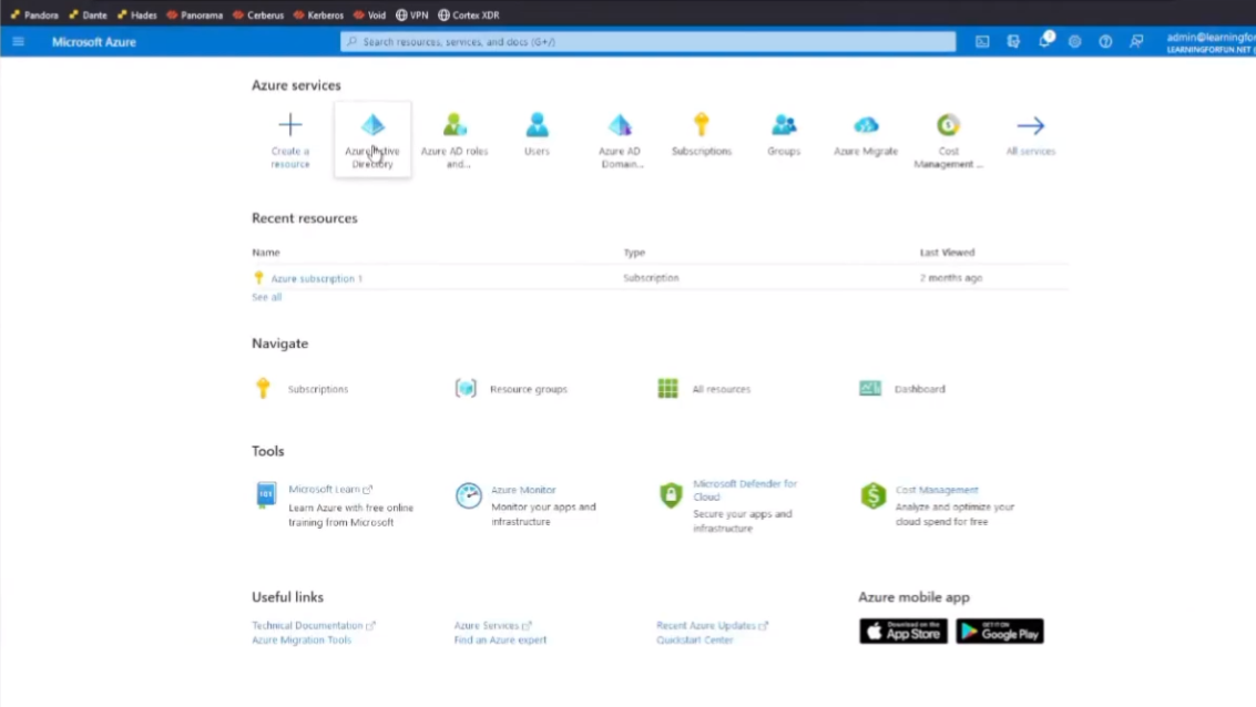 Azure Portal - Active Directory Overview