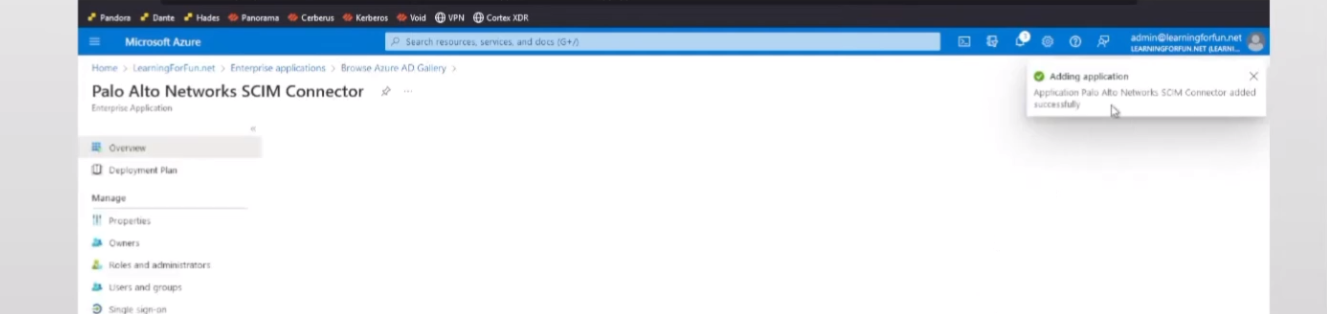 Azure SCIM App Created - Navigating to Provisioning