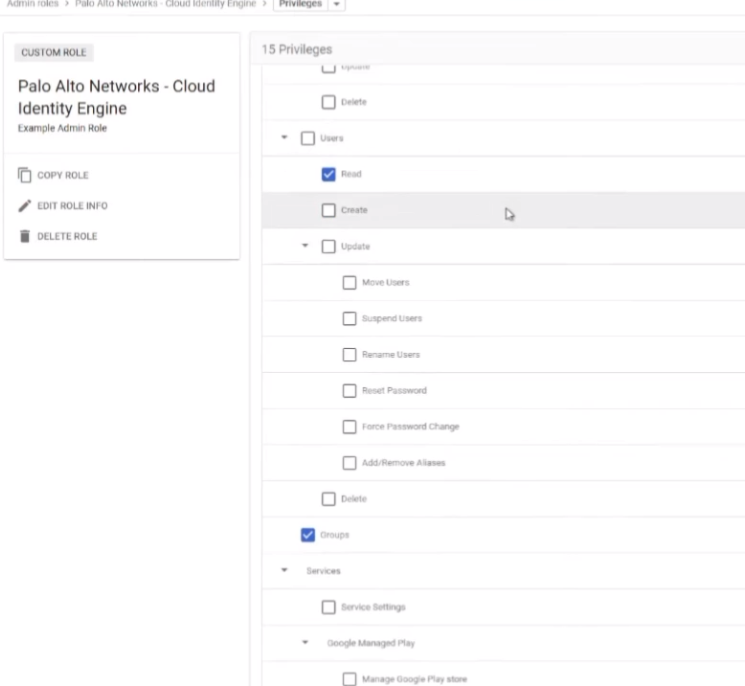 Editing Admin Role Privileges in Google