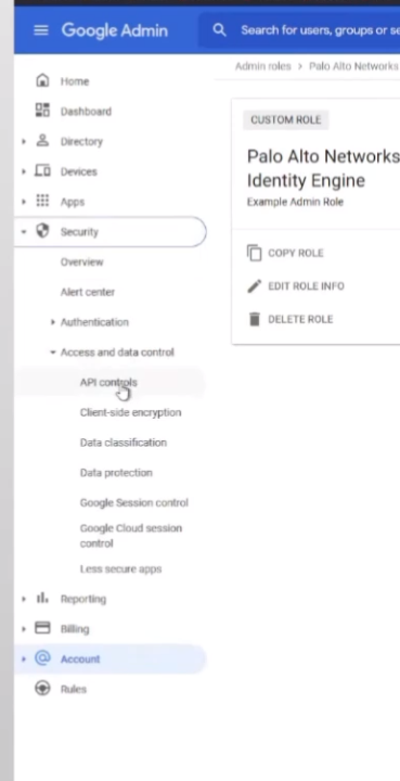 Google Admin Console Privileges Selection