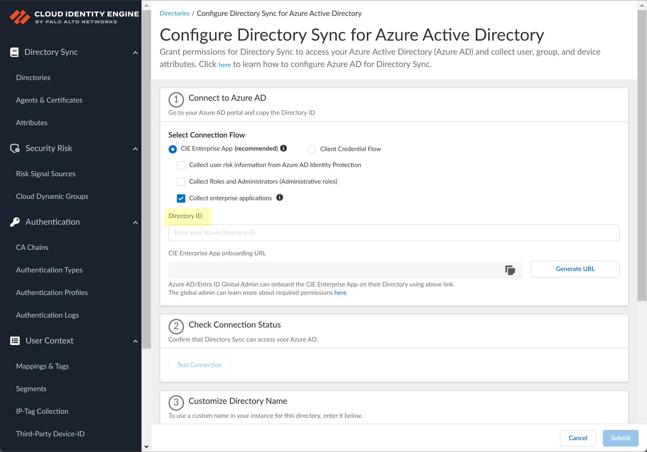 Enter Directory ID