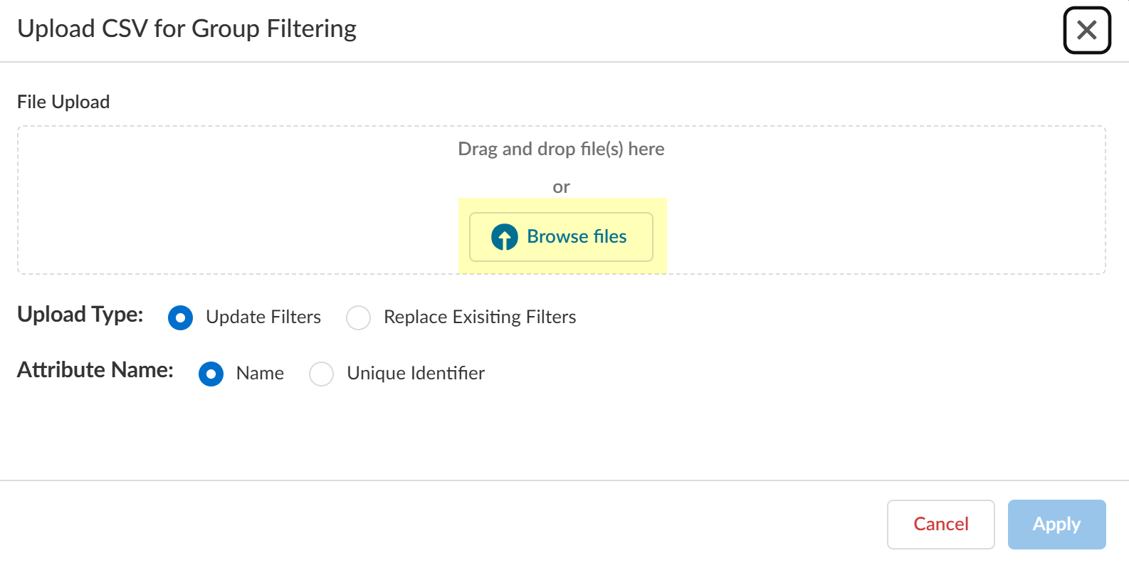 Upload CSV Dialog 1