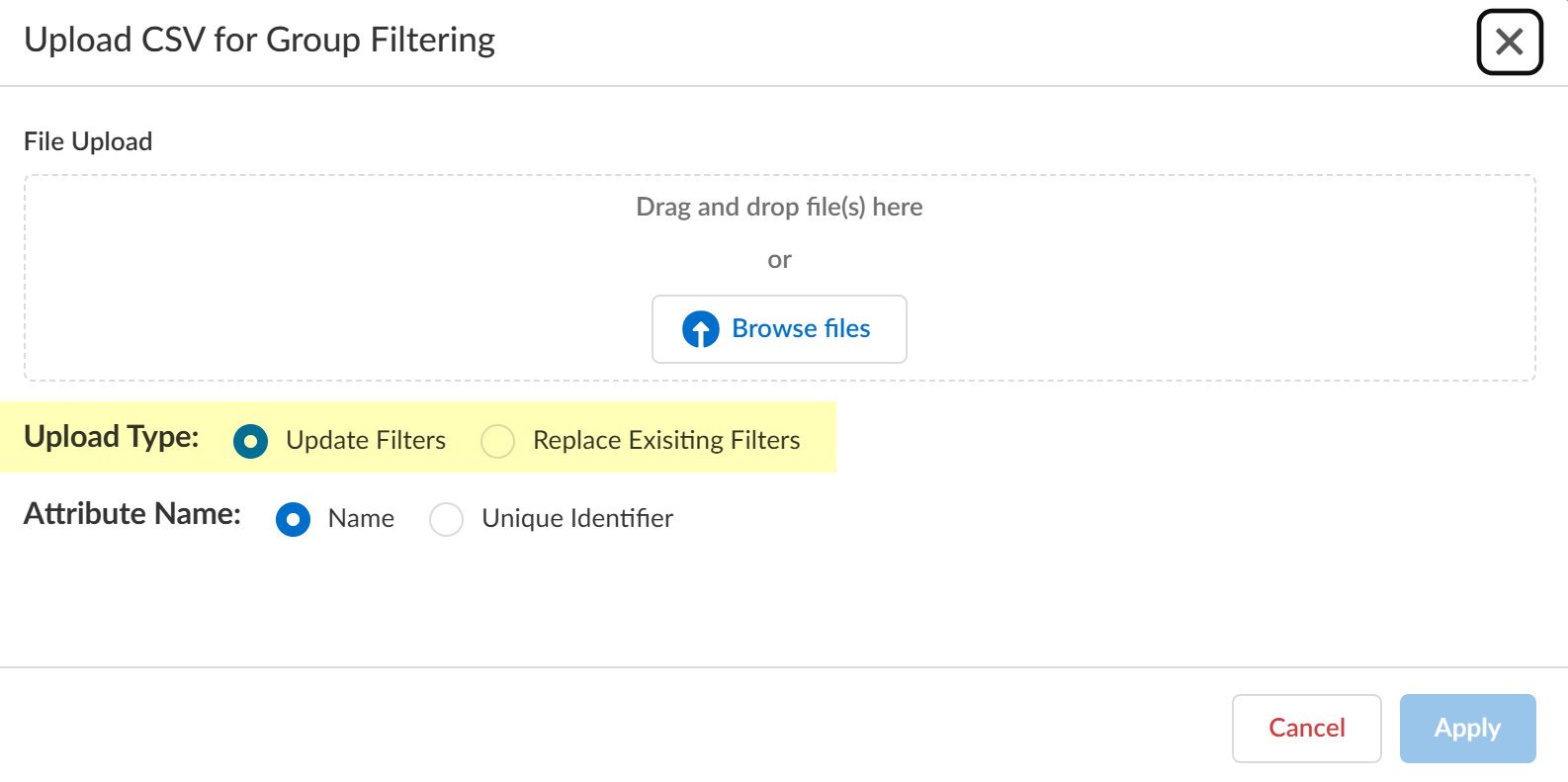 Upload CSV Dialog 2