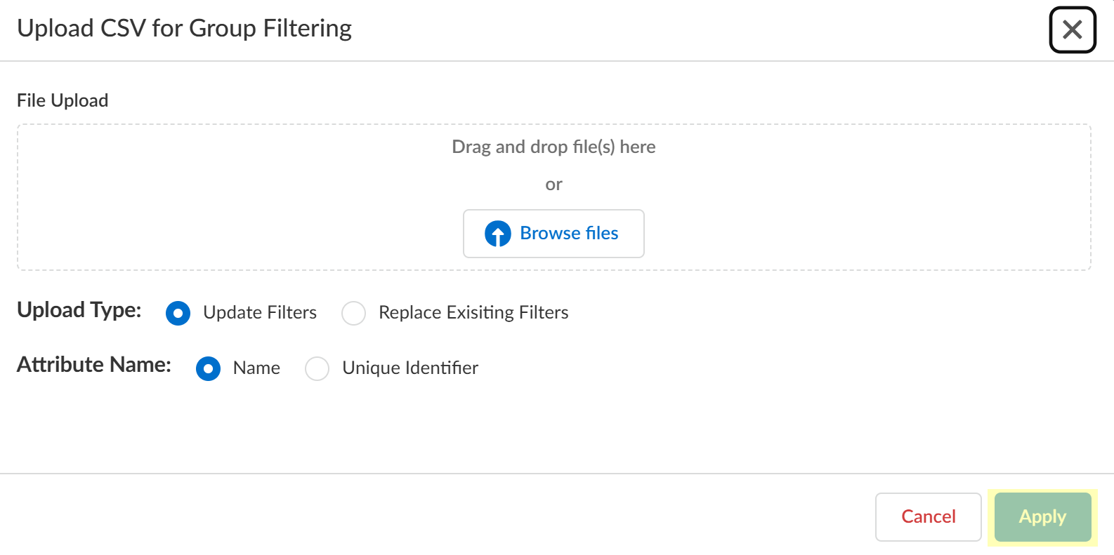 Upload CSV Dialog 3
